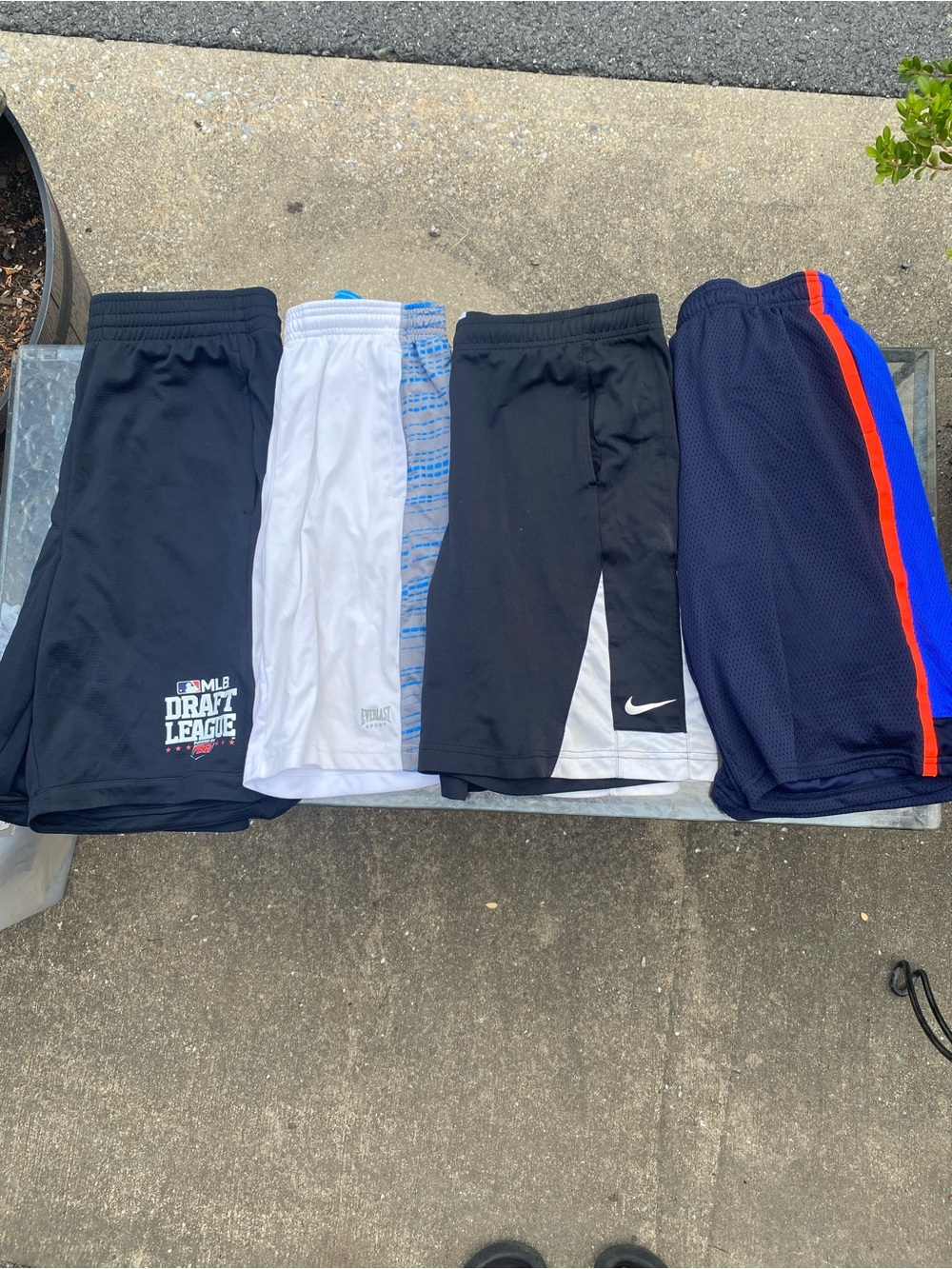 Pack of Kids Athletic Shorts with Red & Blue Side Stripe/White/Black